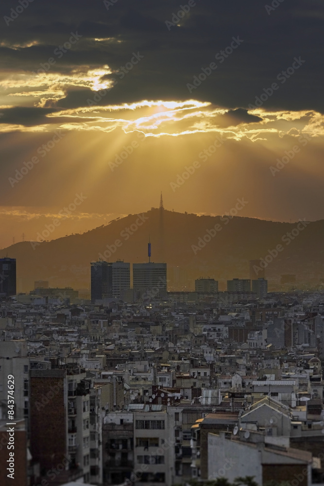 Barcelona sunset view