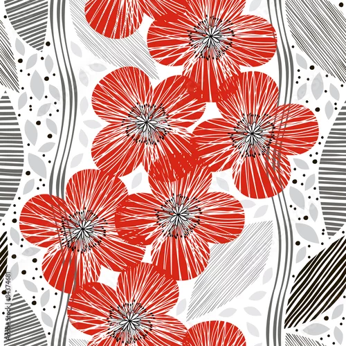 Tapety Wzór z makami. Ręcznie rysowane tła kwiatowy.