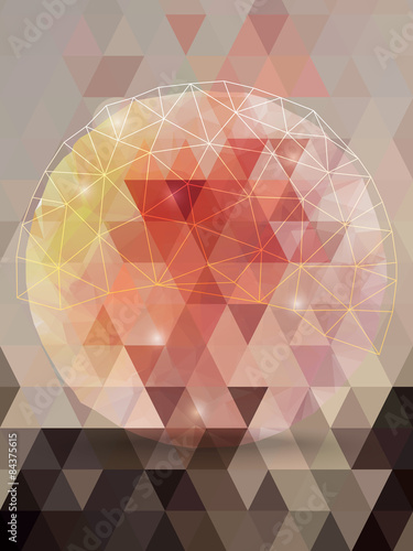 Abstract pink triangles and circle network sparkle background