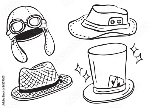 set of hat doodle