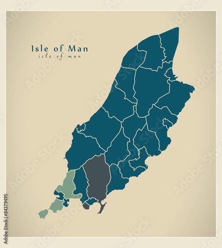 Modern Map - Isle of Man with regions IM photo