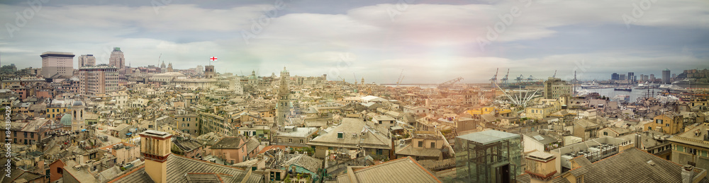 Genova, ligurian town skyline