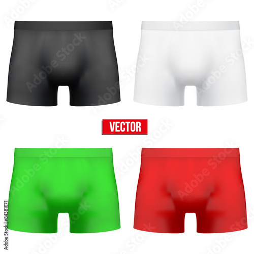 Set Male of different colors underpants briefs. Vector Illustration
