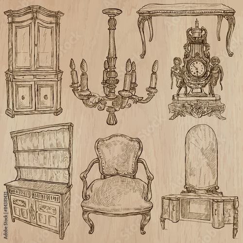 Furniture - Vector sketches, line art