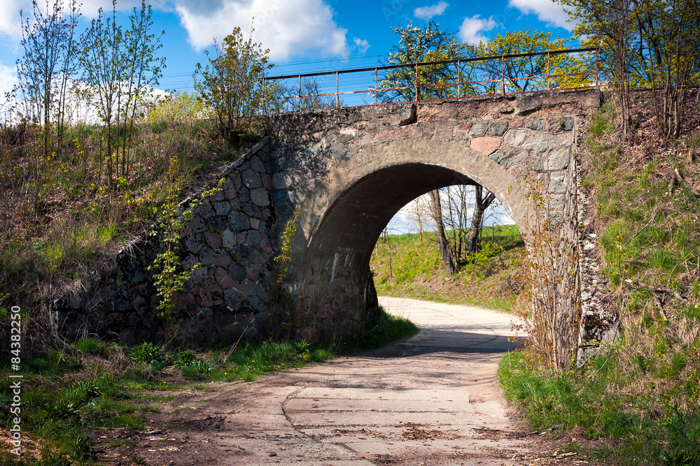 Railroad Stone Bridge over the road