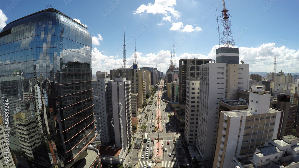 Naklejka premium Aerial View of the Paulista Avenue, Sao Paulo, Brazil