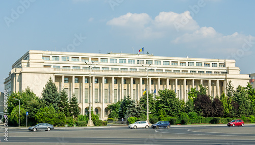 The Victoria square with the Victoria Palace, Bucharest.