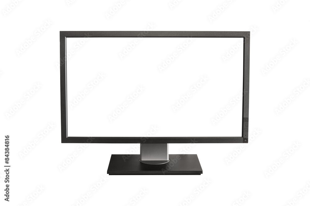 computer display with white blank screen - isolated on white background computer display with white blank screen - isolated on white background