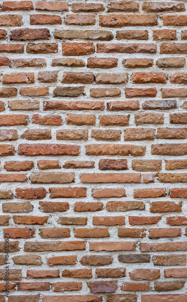 Fototapeta premium Brick wall background. Customizable brick wall texture background, front view.