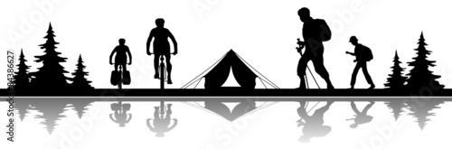 Radfahrer und Wanderer