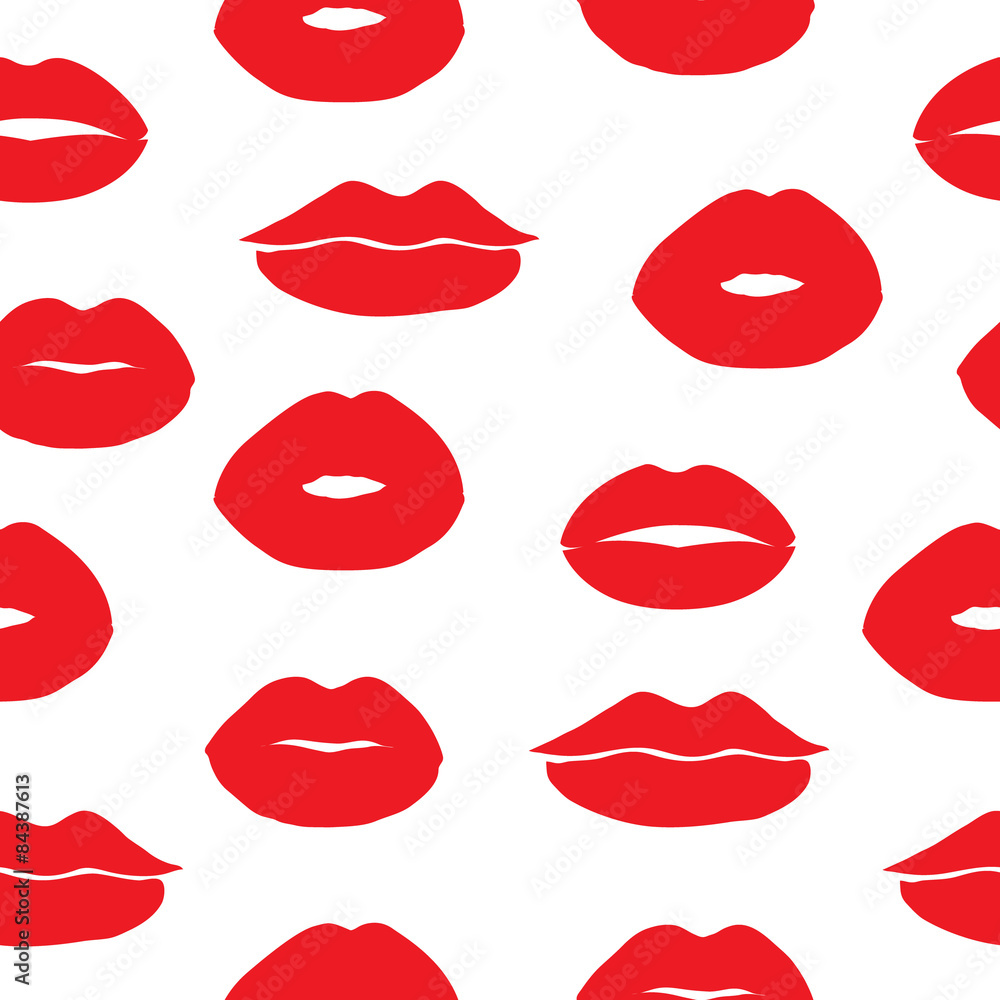 Seamless vector background with female lips. Seamless vector background with female lips.