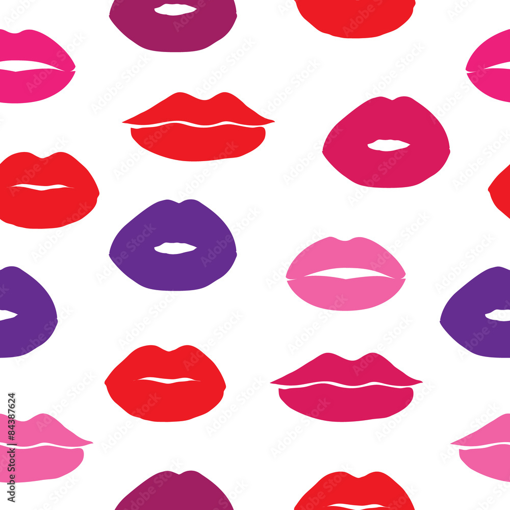 Seamless vector background with female lips. Seamless vector background with female lips.
