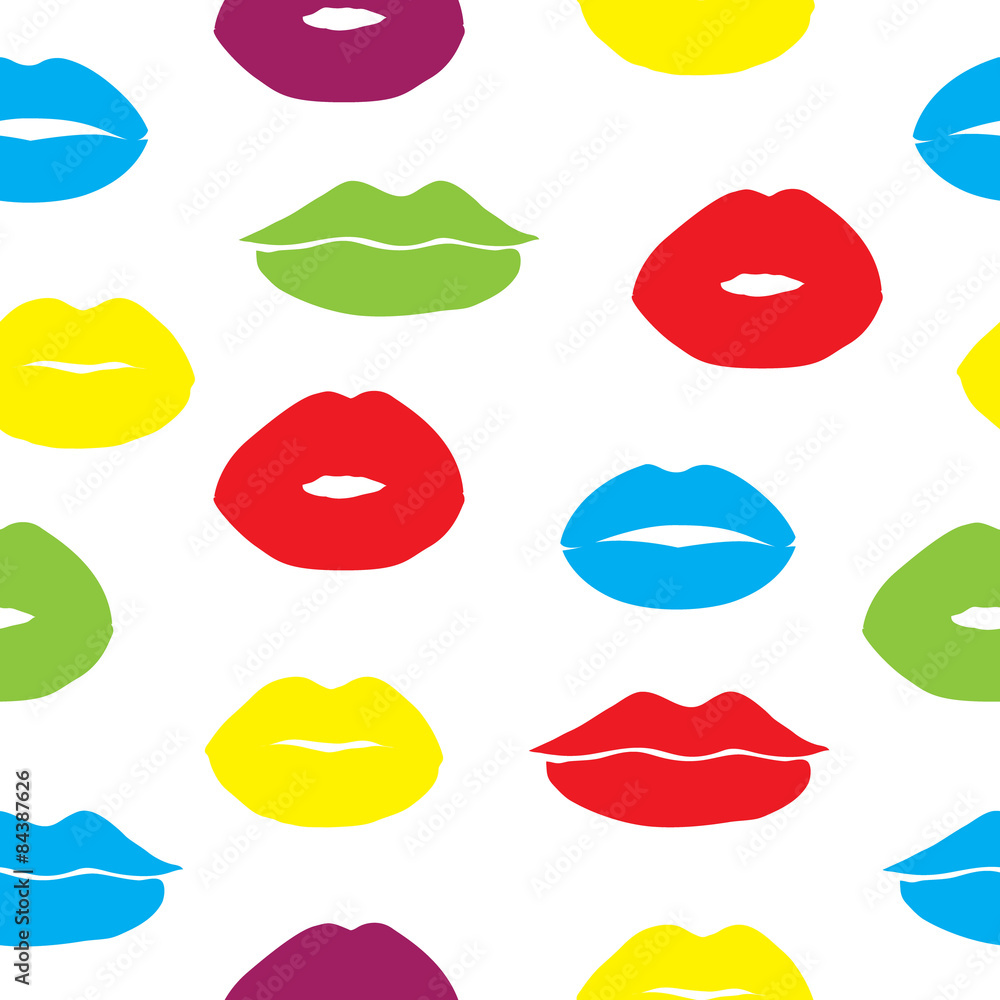 Seamless vector background with female lips. Seamless vector background with female lips.