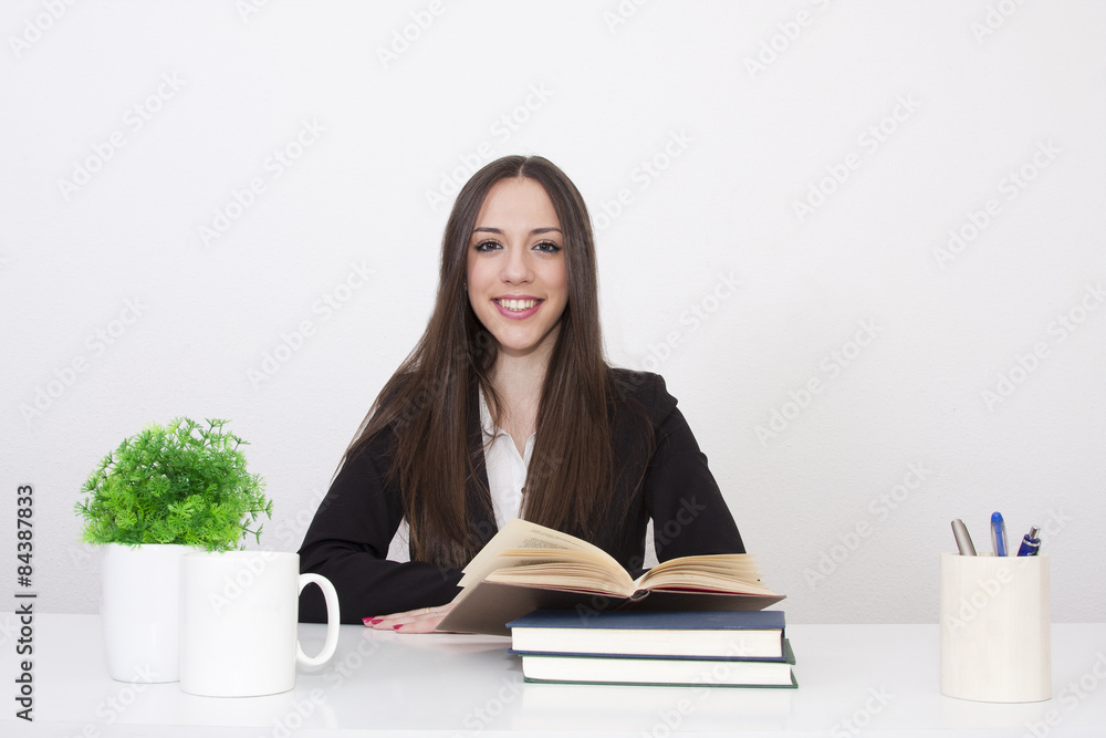 business woman at the office table business woman at the office table