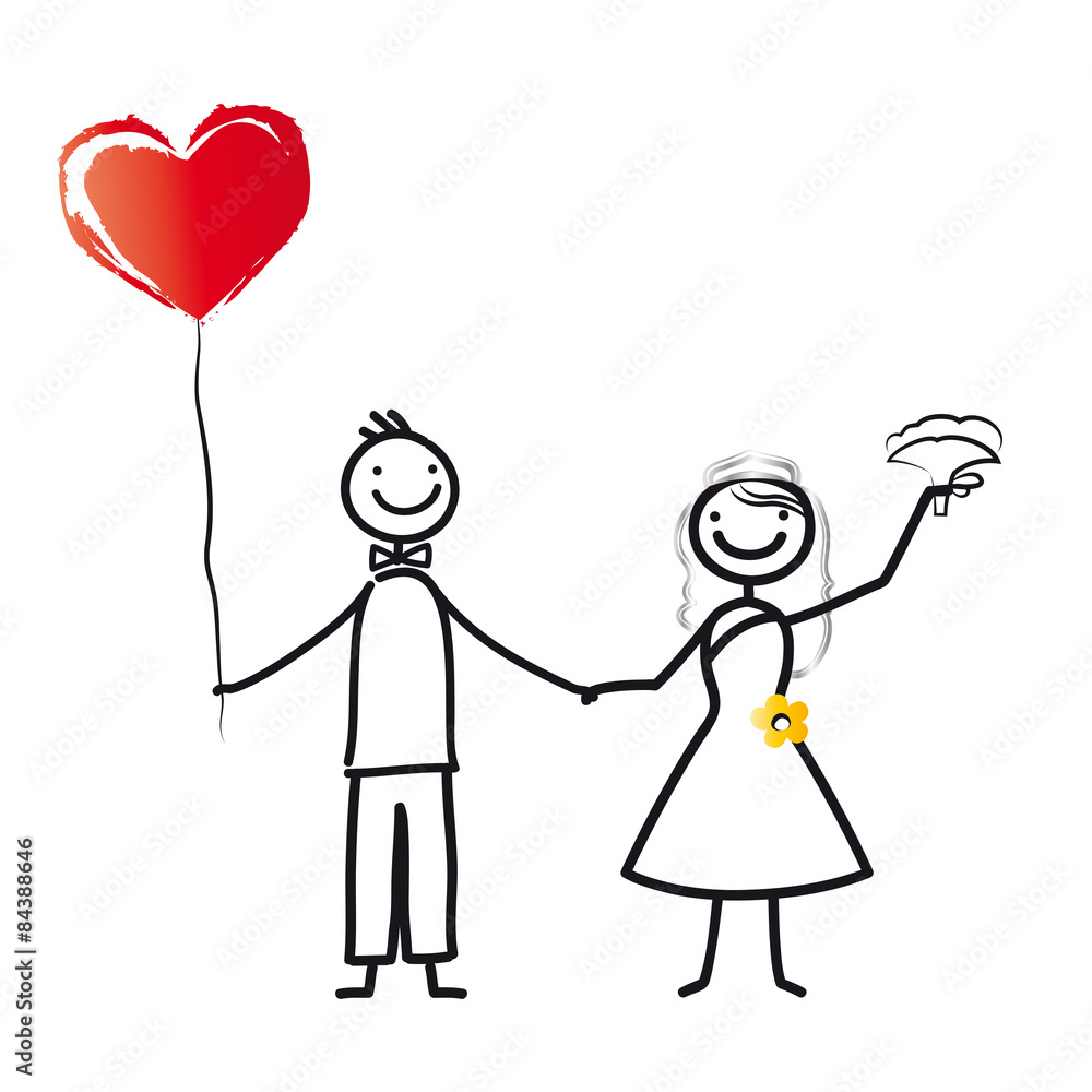 Frisch verheiratet, Trauung, Hochzeit, Heirat, Brautpaar mit