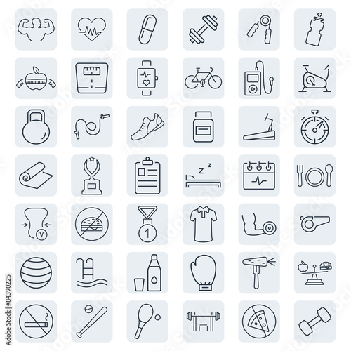 Health and Fitness vector icons.