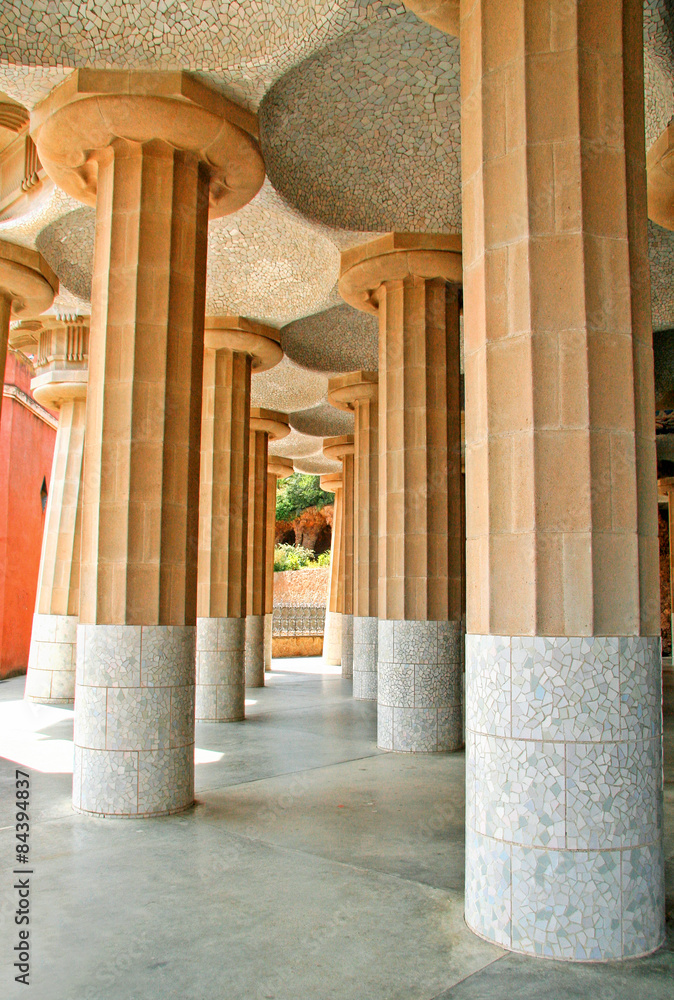 Park Guell. Hall of hundred columns.