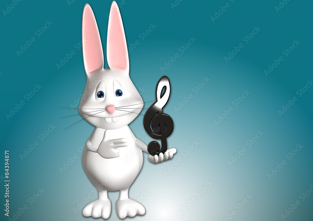 Obraz premium Hase Musik Note Notenschlüssel Osterhase Osterlied