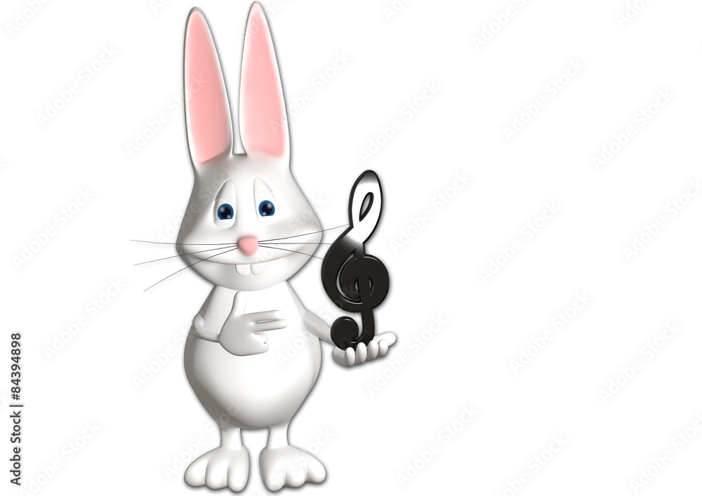 Fototapeta premium Hase Musik Note Notenschlüssel Osterhase Osterlied