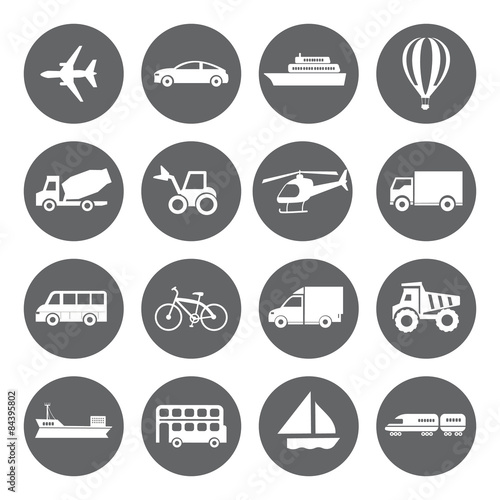Set of vector Transport icons in flat style