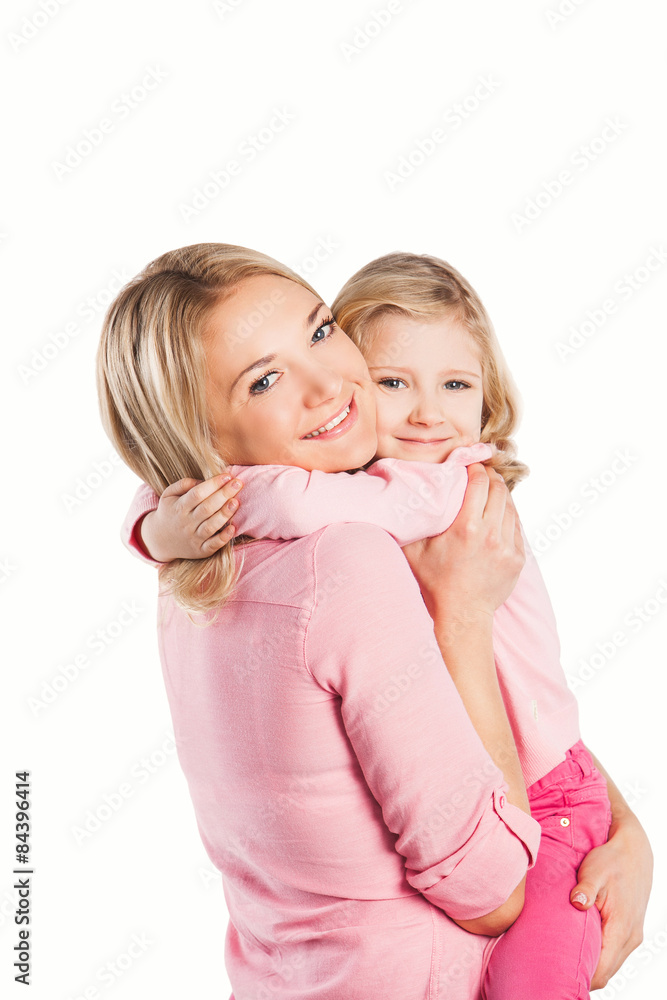 Portrait of happy embracing mother and daughter Portrait of happy embracing mother and daughter