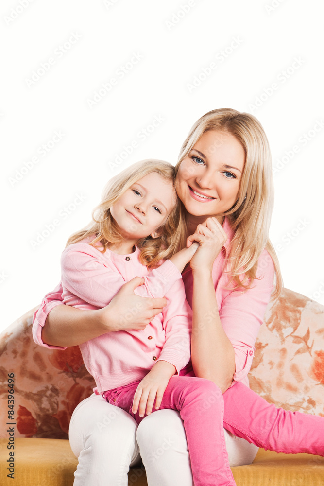 Portrait of happy embracing mother and daughter Portrait of happy embracing mother and daughter