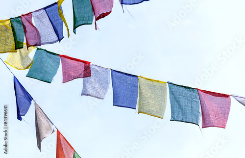 Quadro su tela Buddhist prayer flags the holy traditional flag in Bhutan
