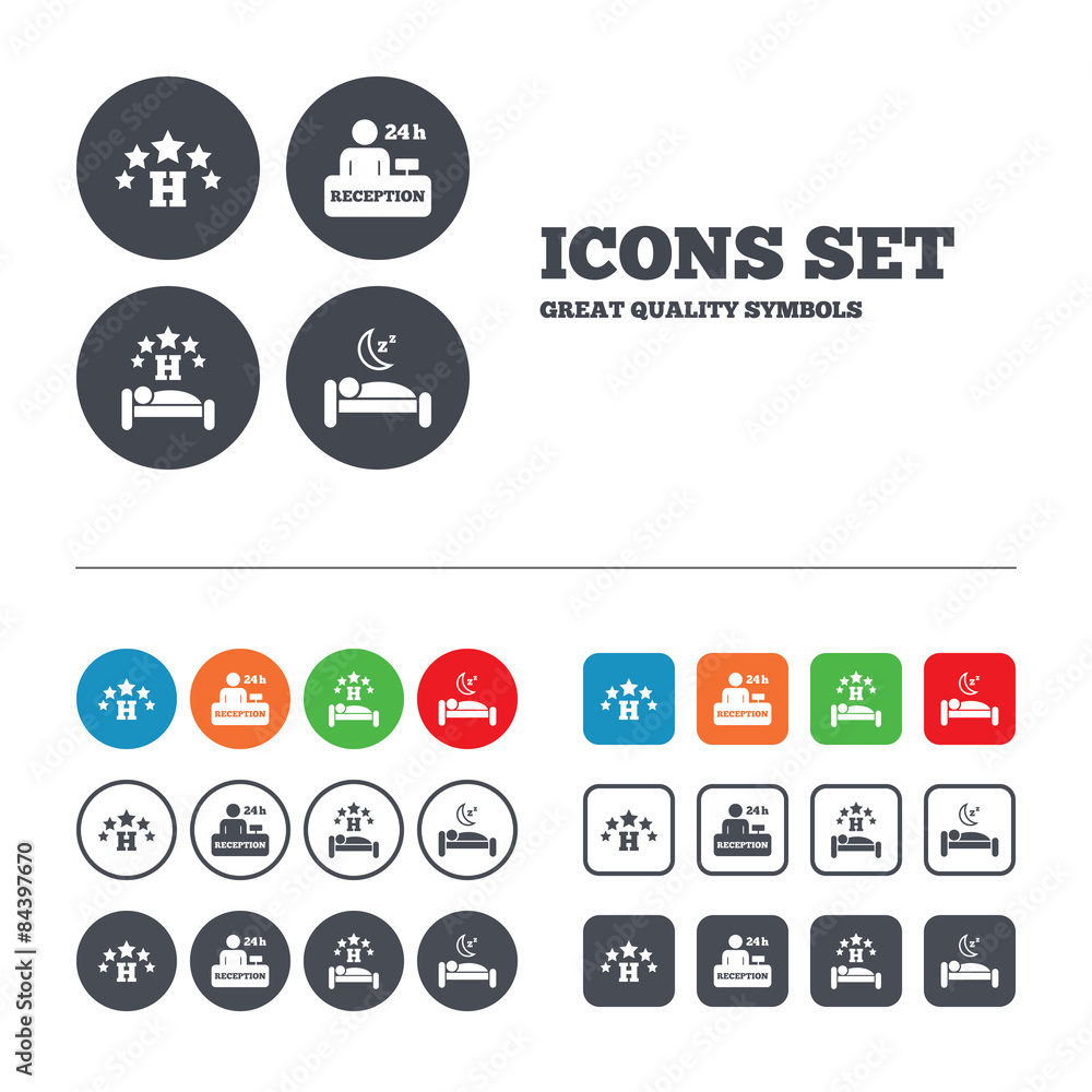 Five stars hotel icons. Travel rest place. Five stars hotel icons. Travel rest place.