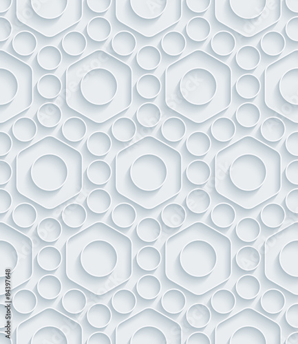 White paper with outline extrude effect. Abstract 3d seamless background. Halftone vector EPS10.