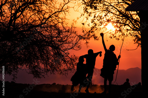 Maasai Kids Silhouette