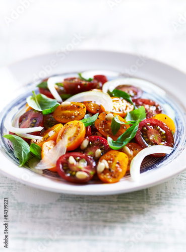 Cherry tomato salad with toasted pine nuts