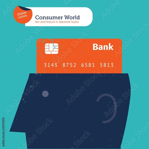 Head with credit card brain.