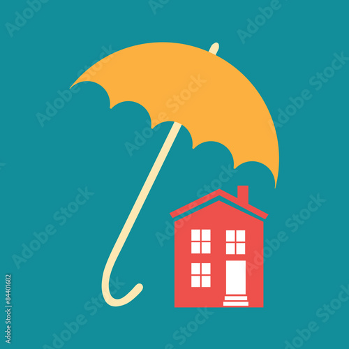 Umbrella closes house. 