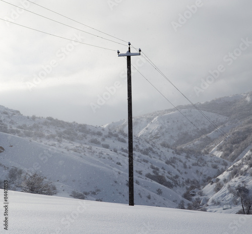 power poles in the snow