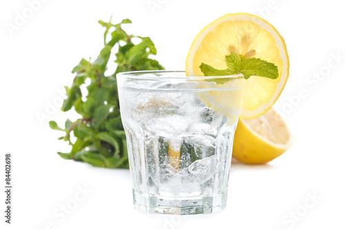 lemon soda mint fresh drink summer refreshment still life isolated