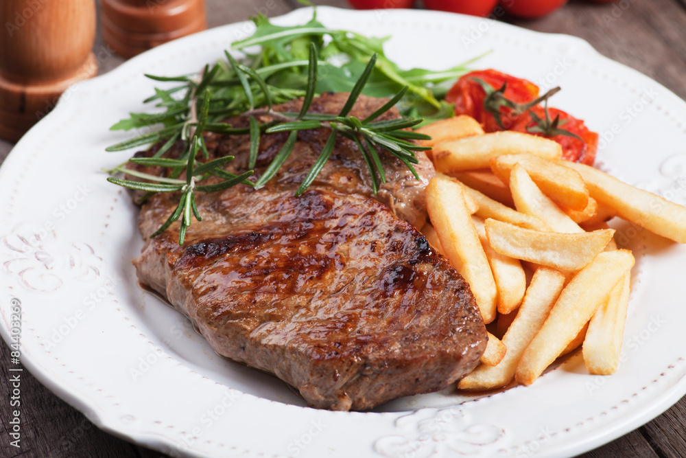 Beef steak with french fries Beef steak with french fries