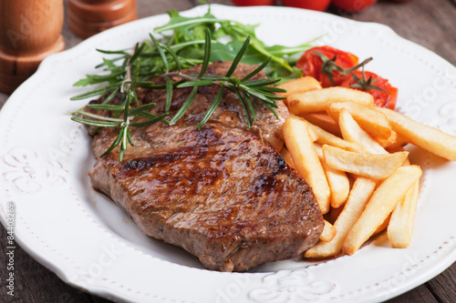 Beef steak with french fries