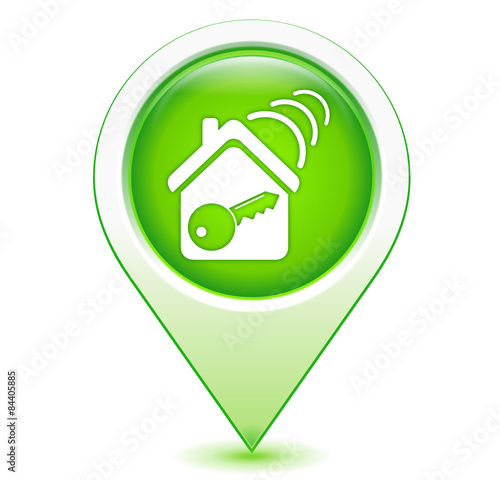 fermeture à distance sur marqueur géolocalisation vert
