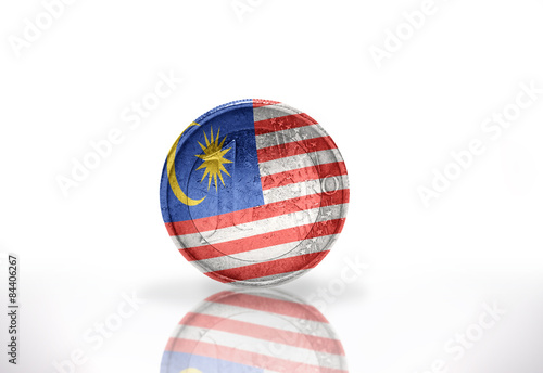euro coin with malaysian flag on the white background