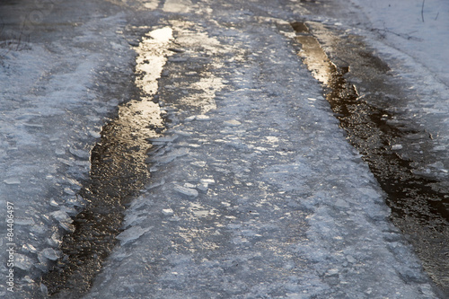 Canvas Print road in the ice in winter