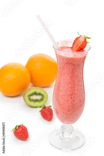 Strawberry smoothie isolated