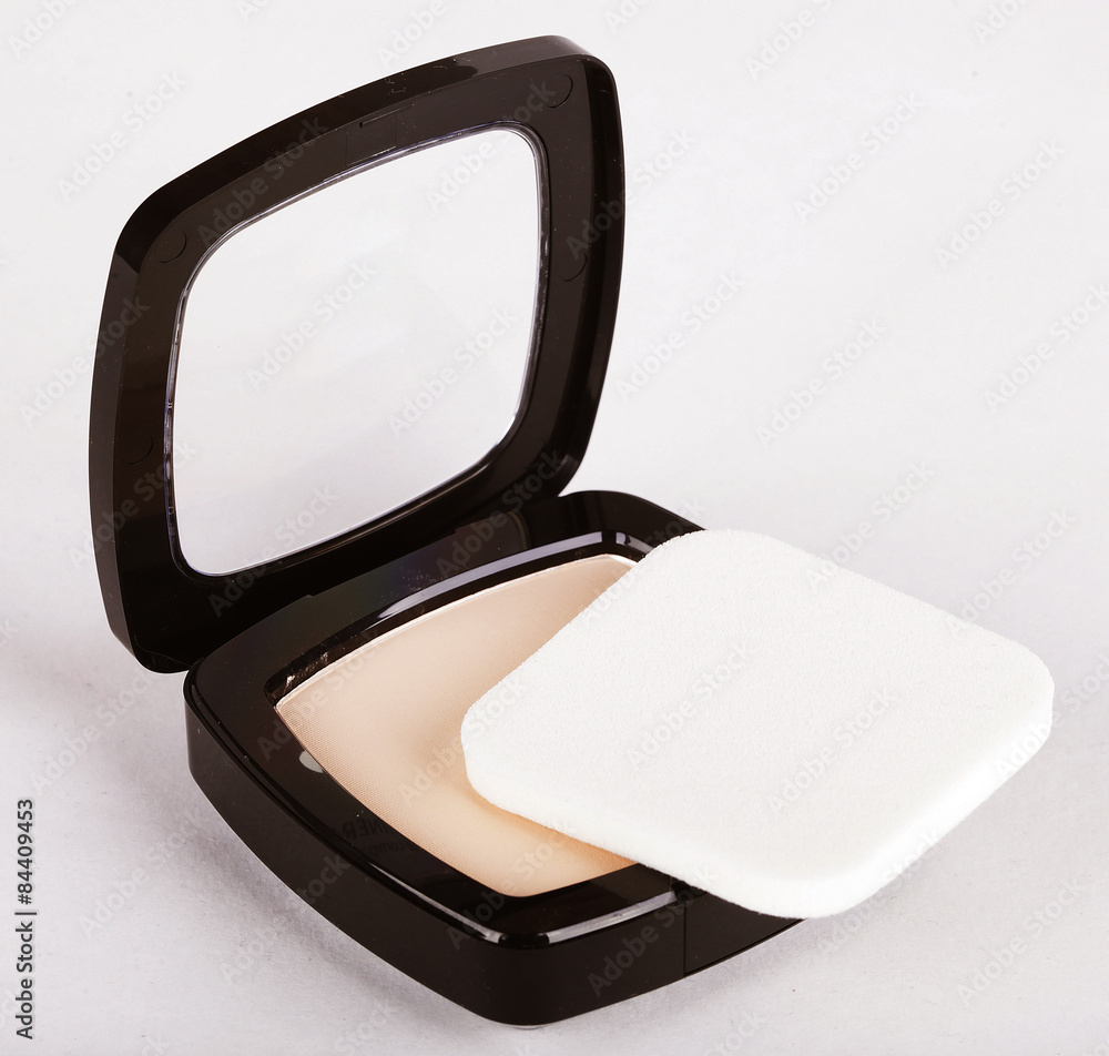 Make-up powder in box and make up brush Make-up powder in box and make up brush