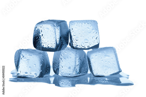 Melting ice cubes isolated on white background