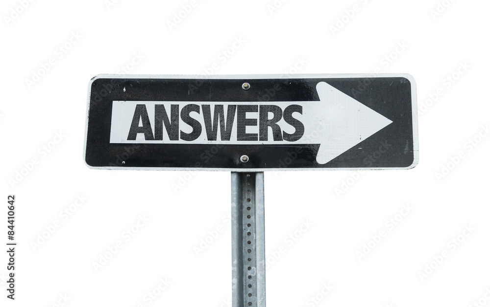 Answers direction sign isolated on white Answers direction sign isolated on white