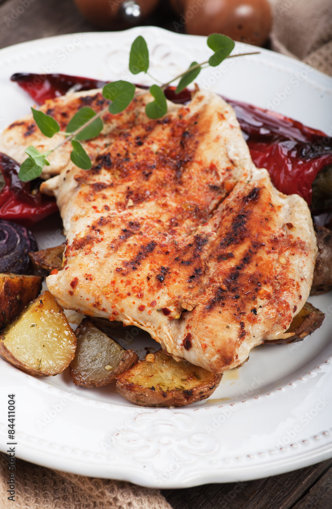 Grilled chicken steak with vegetables Grilled chicken steak with vegetables