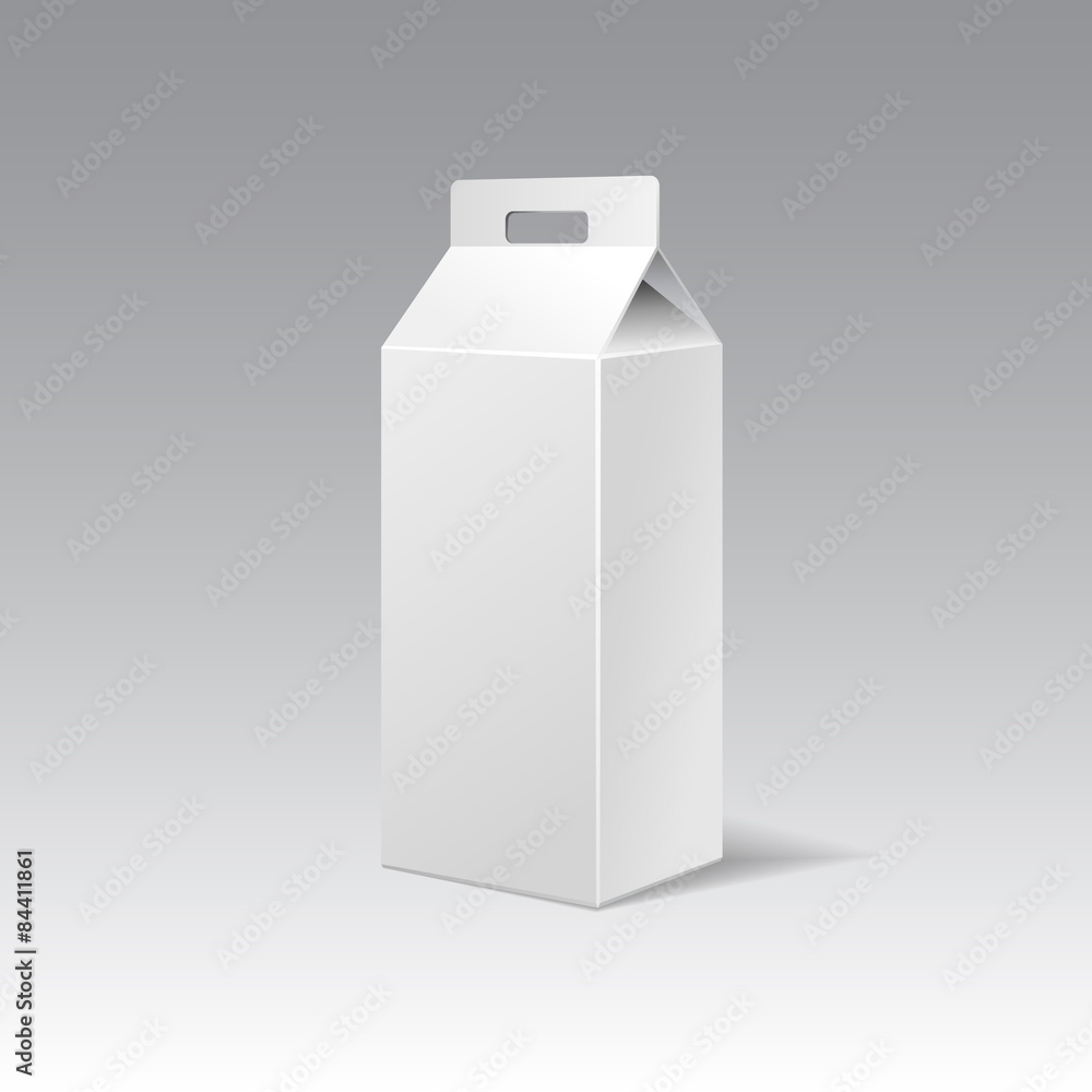 White cardboard gift rectangular box with handle. White cardboard gift rectangular box with handle.