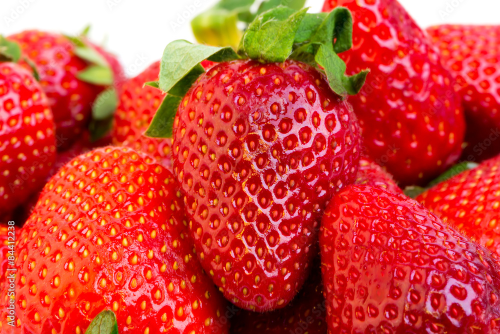 ripe strawberries on a white background selective soft focus ripe strawberries on a white background selective soft focus
