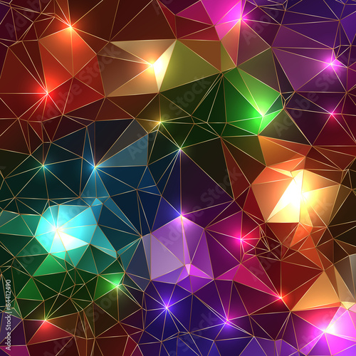 Luxury colorful sparkling shining glowing gem stone rock triangle background