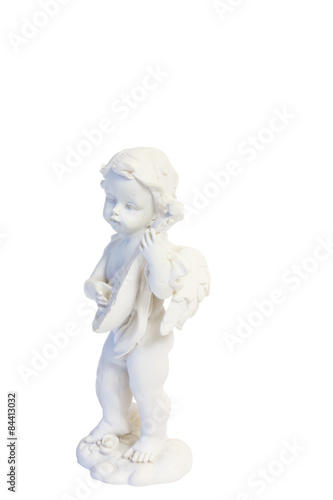 angel playing a lute figure figurine isolated on a white background