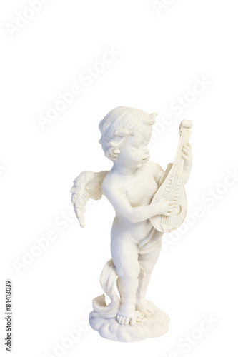 angel playing a lute figure figurine isolated on a white background